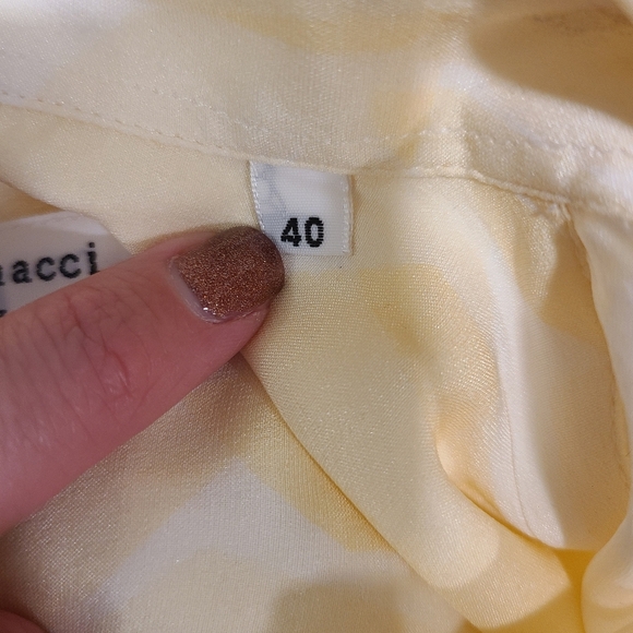 Amina Rubinacci Yuppy Yellow Leaf Print Silk Blouse - Picture 8 of 8